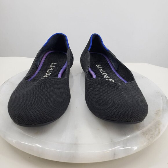 Rothy's The Round Toe Black Women's Slip On Ballet Flat Career Dress Shoes 8 - Picture 3 of 11